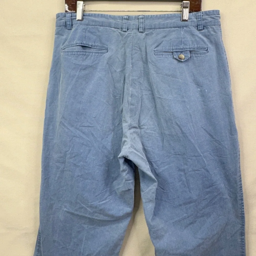 John Martin Pleated Cotton Pants 35x32 Blue Vintage Grandpa Core Casual Chinos